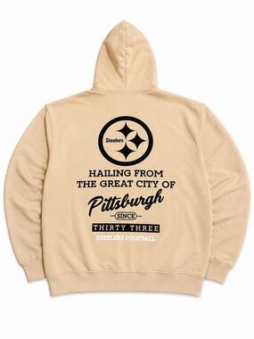 Pittsburgh Steelers Hoodie XL Cream NFL White Wire Collection Pullover